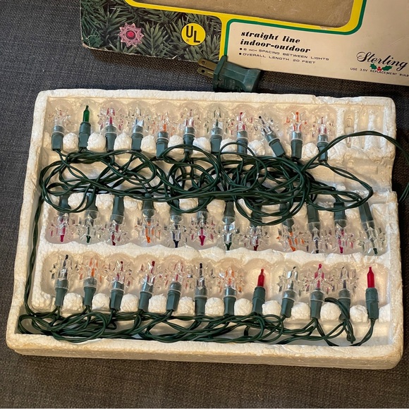 Vintage WORKING Crystal Star Christmas Lights Strand of 35 - Picture 2 of 4